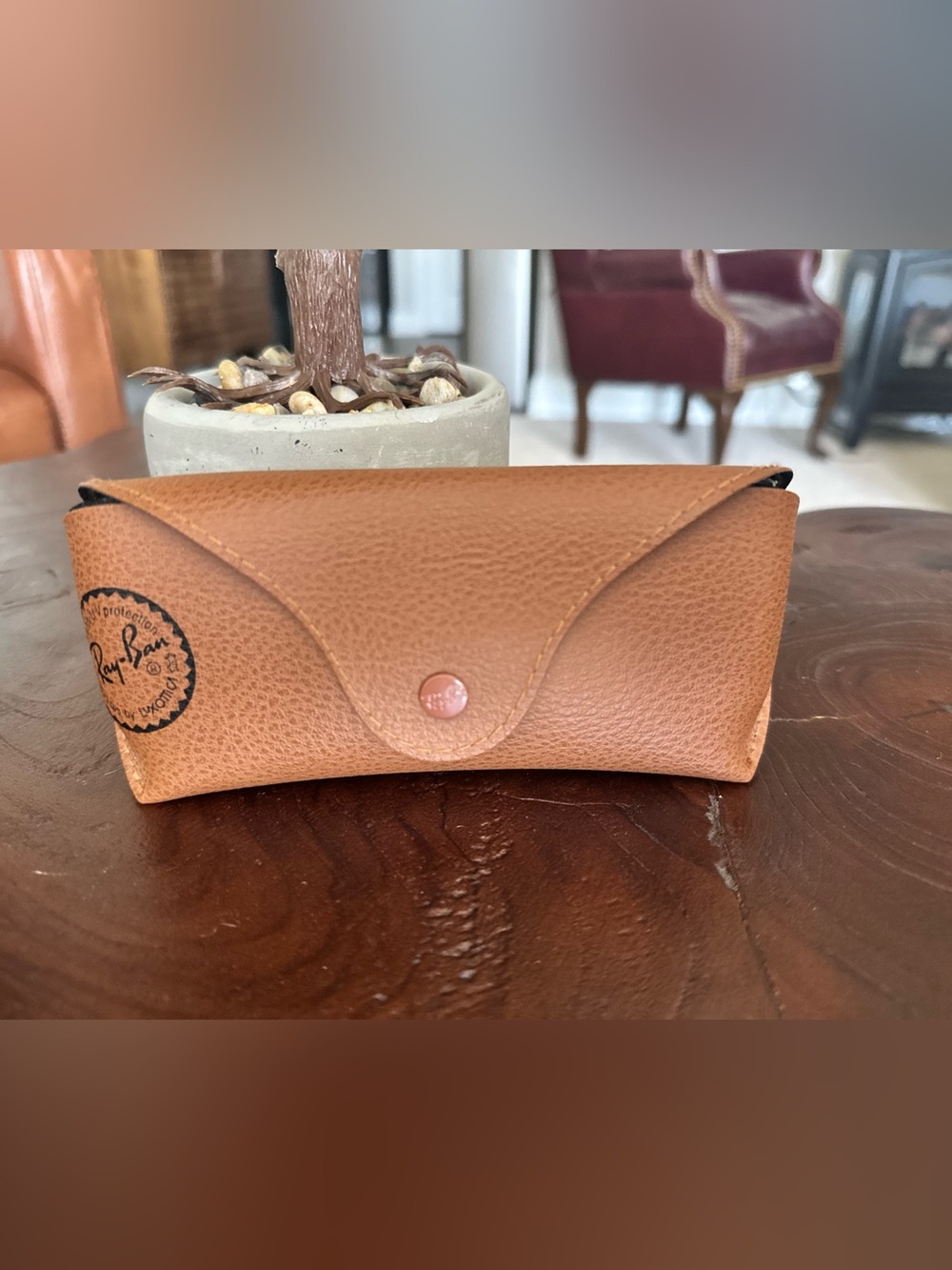 Ray-Ban Tan Leather Sunglasses Case